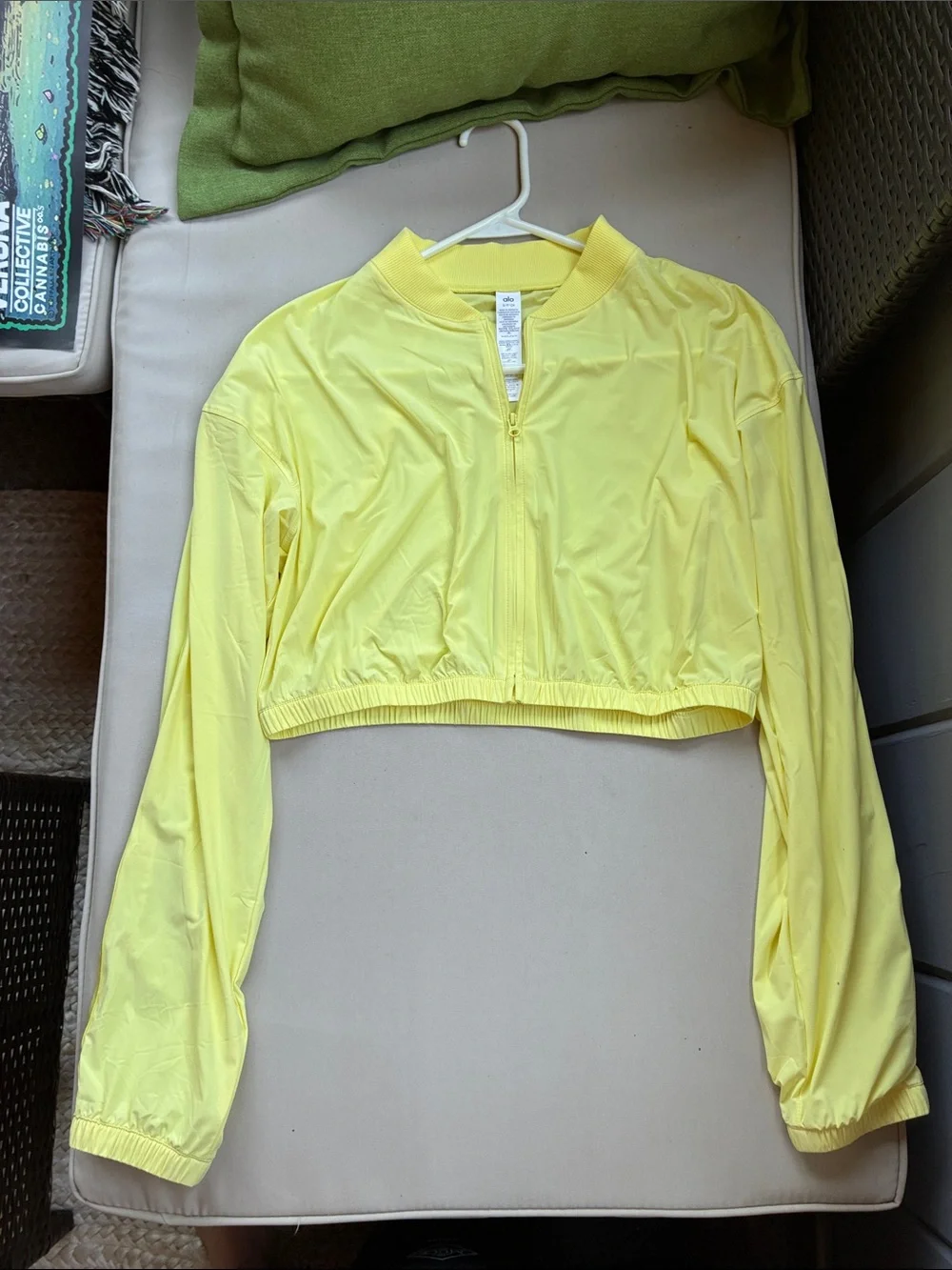 Alo Women's Cropped Breezy Full Zip Cover Up Jacket - Sunshine Yellow
